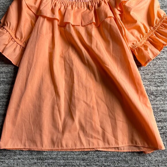 Vintage Square Up 1970's Ruffle Orange Blouse Top Womens Size Small - Picture 4 of 10